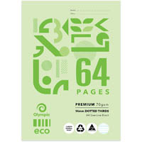 olympic d146p eco exercise book 14mm dotted thirds ruled 70gsm 64 page a4