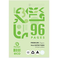 olympic d149p eco exercise book 14mm dotted thirds ruled 70gsm 96 page a4