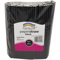 rainbow paper straws 200 x 6mm black pack 250