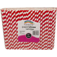 rainbow paper straws 200 x 8mm red stripe pack 250