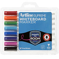 artline supreme antimicrobial whiteboard marker bullet 1.5mm assorted pack 8