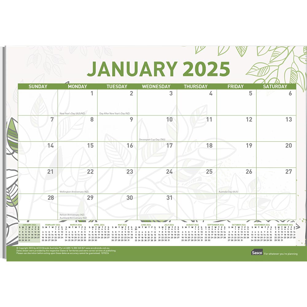 SASCO 10702 ECO SMALL 297 X 210MM DESK PLANNER |  | 7112046