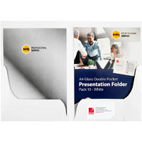 marbig professional presentation folder double pocket a4 gloss white pack 10