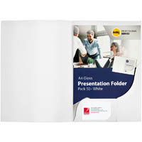 marbig professional presentation folder a4 gloss white pack 50