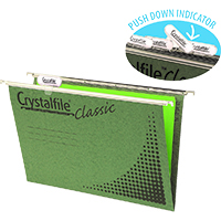 crystalfile classic suspension files foolscap green pack 50