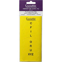 crystalfile indicator tab inserts a-z yellow pack 60