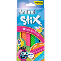 artline stix brush marker assorted neon pack 6