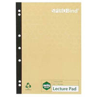 marbig 100% recycled lecture pad 7 hole punched 140 page a4