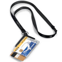 durable deluxe duo card holder with necklace charcoal