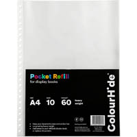 colourhide display book pocket refills a4 clear pack 10