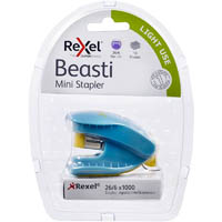 rexel beasti mini stapler blue/yellow