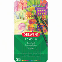 derwent academy colouring pencil assorted tin 12