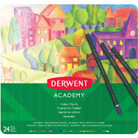 derwent academy colouring pencil assorted tin 24