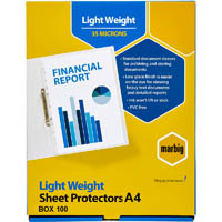 marbig lightweight copysafe sheet protectors a4 box 100