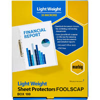 marbig copysafe sheet protectors lightweight foolscap box 100