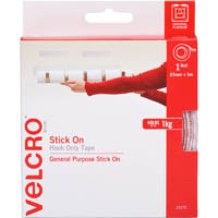 velcro brand® stick-on hook only tape 25mm x 5m white