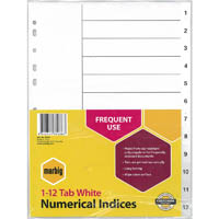 marbig index divider pp 1-12 tab a4 white