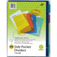 marbig side pocket dividers pp 5-tab a4 assorted