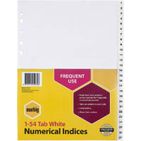 marbig index divider pp 1-54 tab a4 white