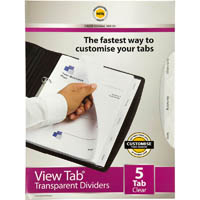 marbig professional view-tab divider pp 5-tab a4 clear