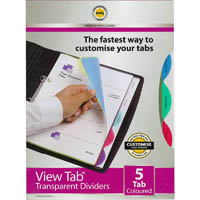 marbig professional series view-tab divider pp 5-tab a4 assorted