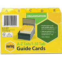 marbig guide cards a-z/1-31 tab 111 x 152mm buff manilla pack 30