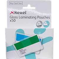 rexel gloss laminating pouch 180 micron key card 63 x 98mm clear pack 50