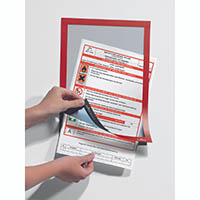 durable duraframe sign holder self-adhesive back a4 red pack 1