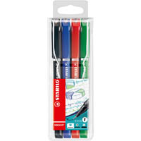 stabilo sensor colortangle fineliner pen extra fine 0.3mm assorted pack 4