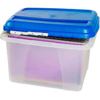 crystalfile porta storage box 32 litre blue/clear