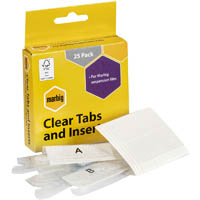 marbig suspension file clear tabs and inserts pack 25