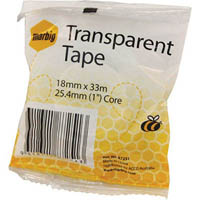 marbig transparent tape 18mm x 33m 25.4mm core