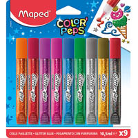 maped color peps glitter glue 10.5ml tubes assorted pack 9