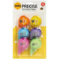 marbig precise correction tape 4mm x 8m pack 6