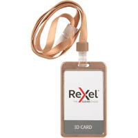 rexel id card holder with lanyard portrait aluminium rose gold