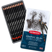 derwent graphic pencil medium set tin 12