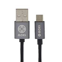 moki syncharge braided cable usb-a to micro-usb 900mm black