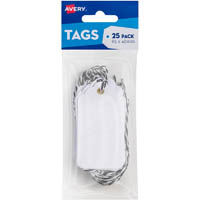 avery 13209 scallop tags with string 85 x 45mm white pack 25
