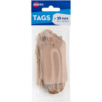 avery 13210 scallop tags with string 85 x 45mm kraft brown pack 25