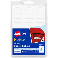 avery 40700 no-iron kids fabric label assorted shapes white pack 45