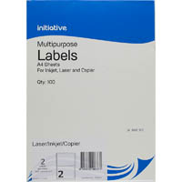 initiative multi-purpose labels 2up 199.6 x 143.5mm pack 100