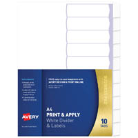 avery 930113 l7455-10 print and apply divider with easy apply labels 10 tab white