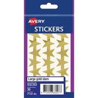 avery 932353 merit star stickers 21mm gold pack 36
