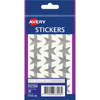 avery 932354 merit star stickers 21mm silver pack 36