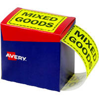 avery 932614 message label mixed goods 125 x 75mm fluoro yellow pack 750
