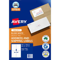 avery 936087 j8169 shipping labels inkjet 4up white pack 50