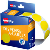 avery 937247 round label dispenser 24mm yellow box 500