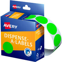 avery 937297 round label dispenser 24mm fluoro green box 350