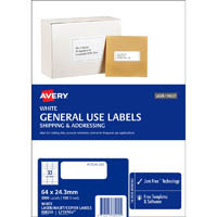 avery 938200 l7157 general use label laser/inkjet 33up white pack 100