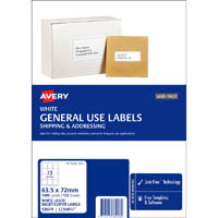 avery 938208 l7164 general use label laser/inkjet 12up white pack 100
